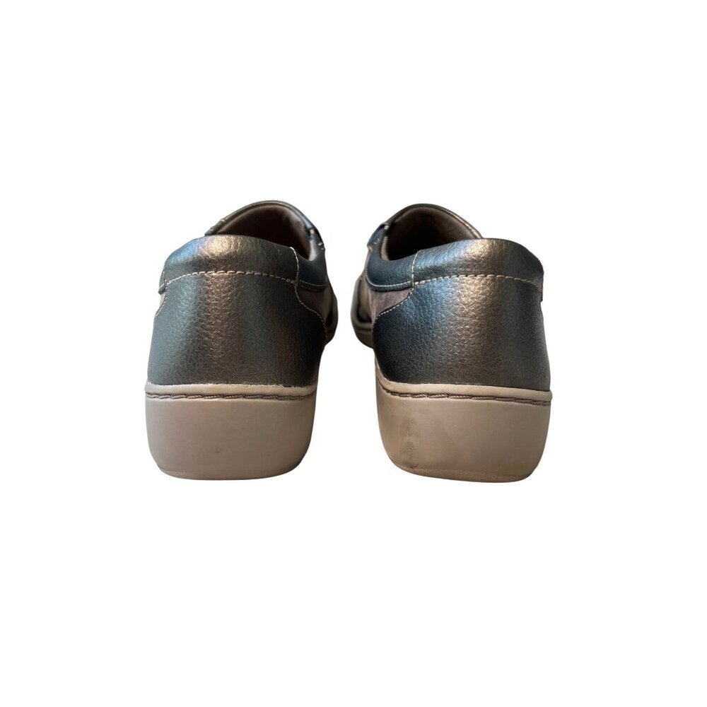 Clarks Brown Leather Slip-On Shoes Women's 9 Side Zip Cushioned Insoles Sneakers - Picture 10 of 16